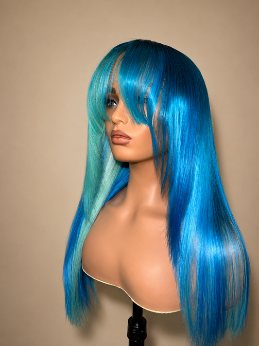 Aqua-Marie With Bangs | 22” HD Lace Wig